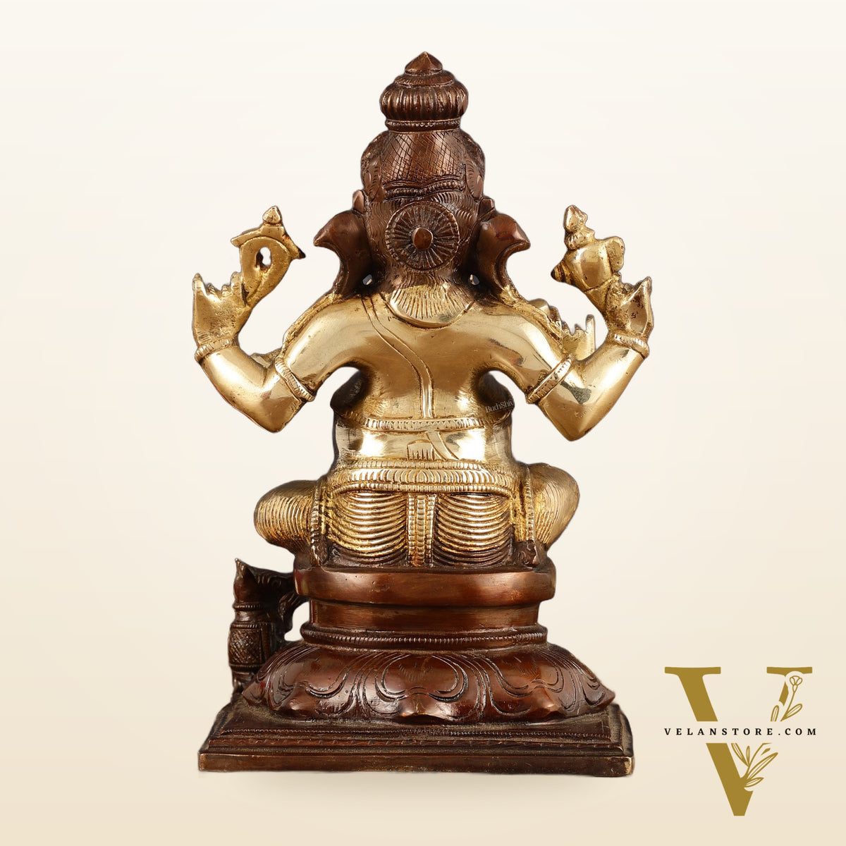 Pure Brass Ganapati Chola Style Statue - 8" Height