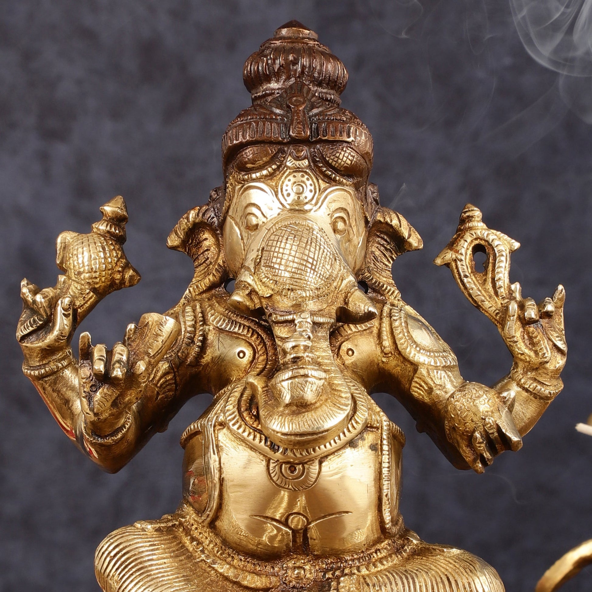 Pure Brass Ganapati Chola Style Statue - 8" Height