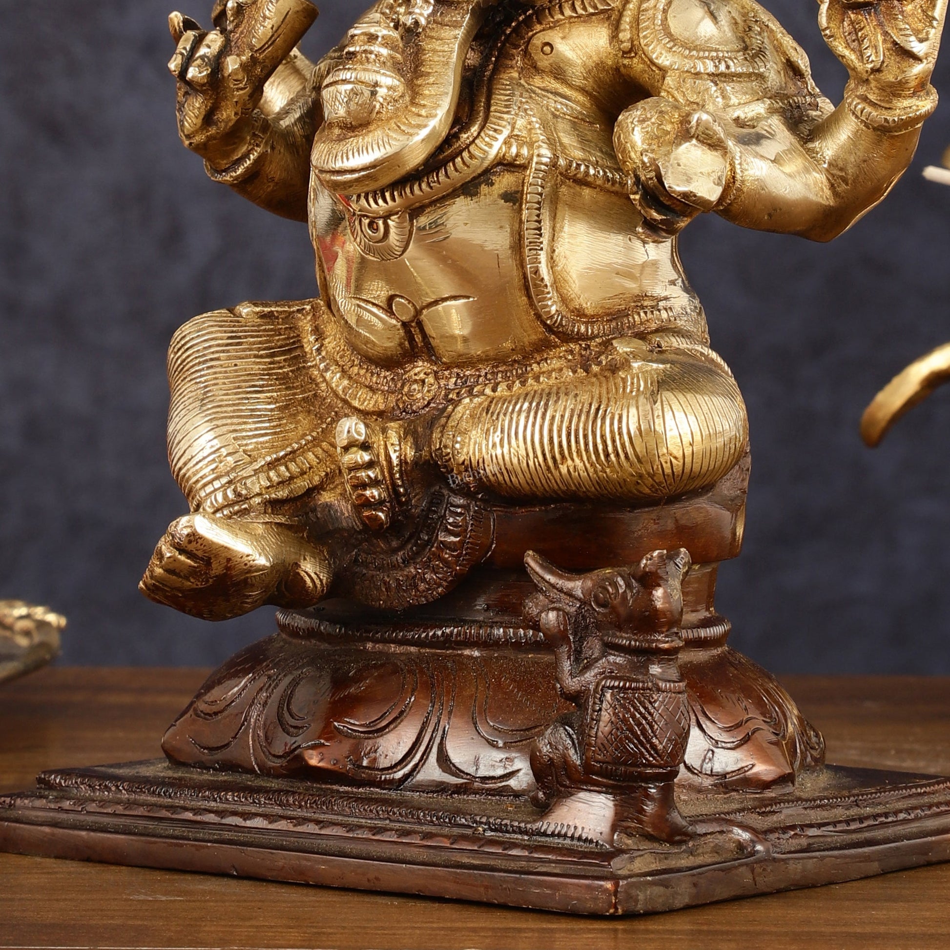 Pure Brass Ganapati Chola Style Statue - 8" Height