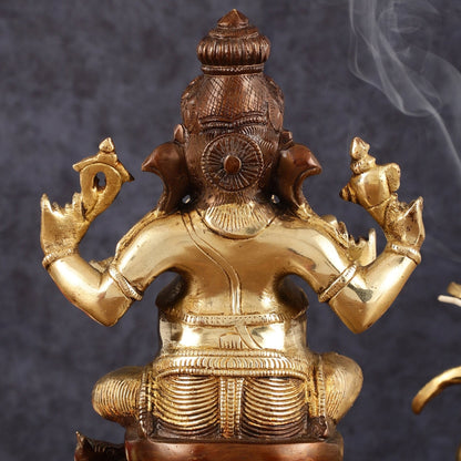 Pure Brass Ganapati Chola Style Statue - 8" Height