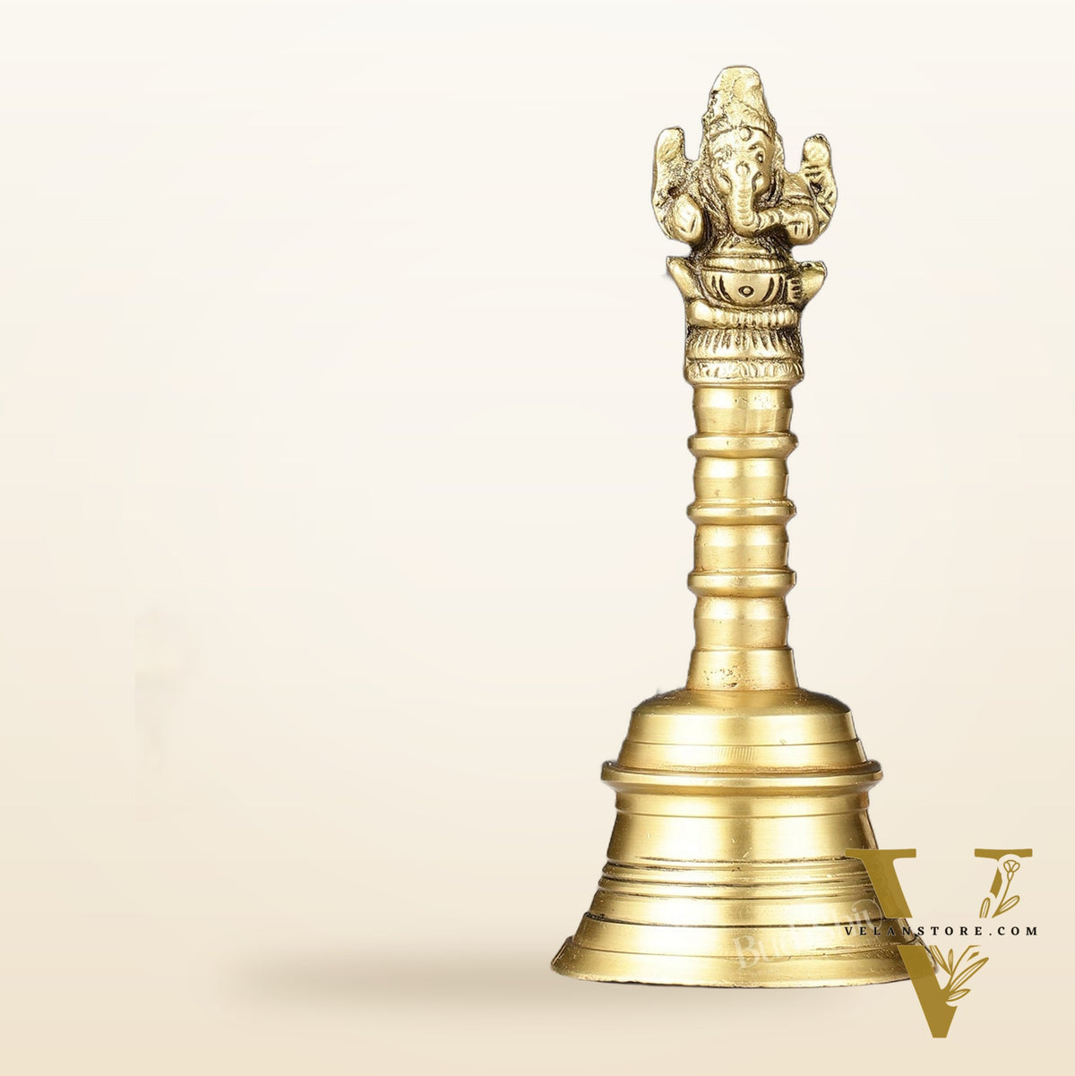 Pure Brass Ganapati Hand Bell for Pooja | Height 6 inch