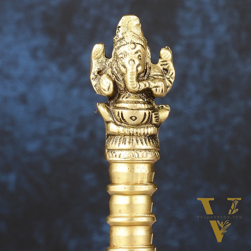 Pure Brass Ganapati Hand Bell for Pooja | Height 6 inch