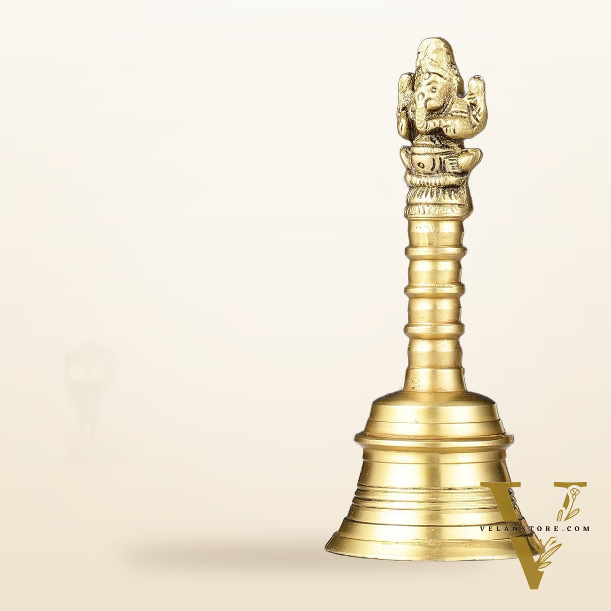 Pure Brass Ganapati Hand Bell for Pooja | Height 6 inch