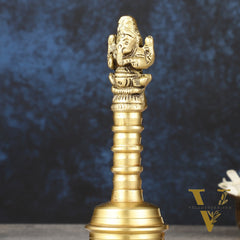 Pure Brass Ganapati Hand Bell for Pooja | Height 6 inch