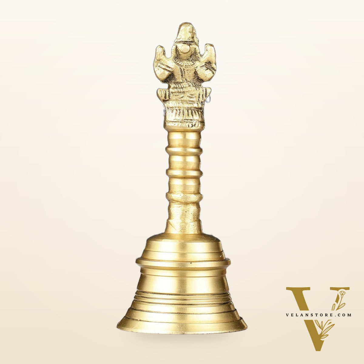 Pure Brass Ganapati Hand Bell for Pooja | Height 6 inch