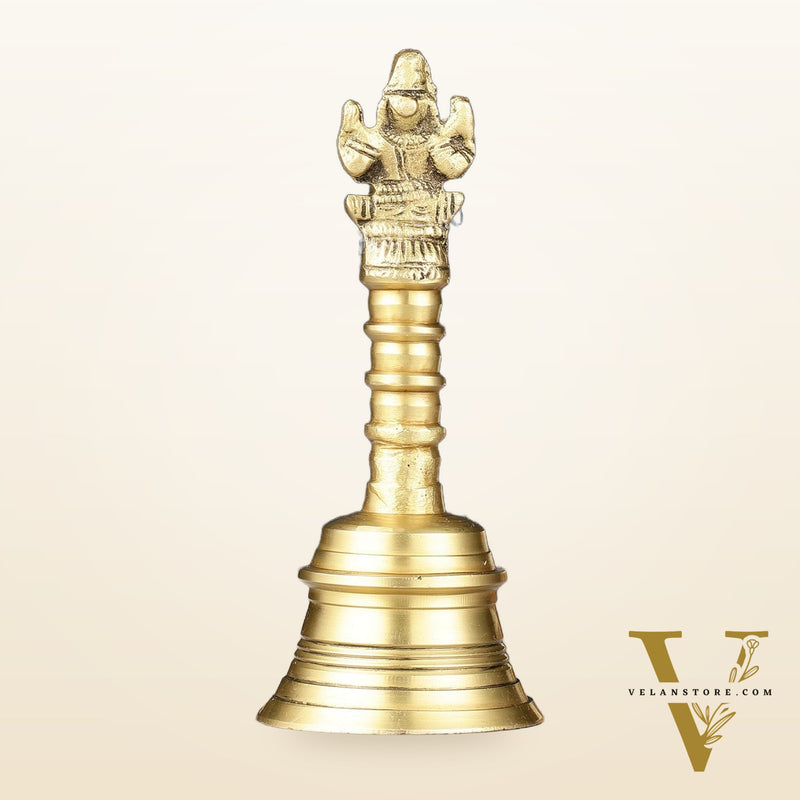 Pure Brass Ganapati Hand Bell for Pooja | Height 6 inch
