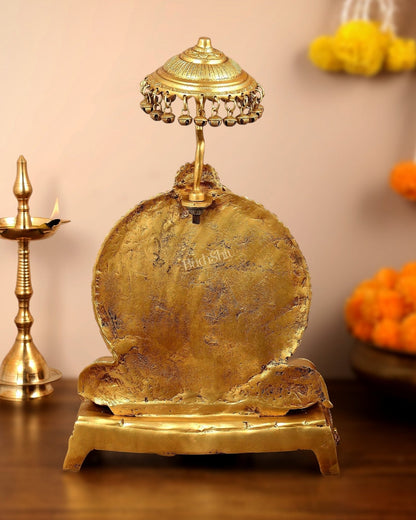 Pure Brass Ganapati Statue - 18 Inches | Ganesha on Royal Throne