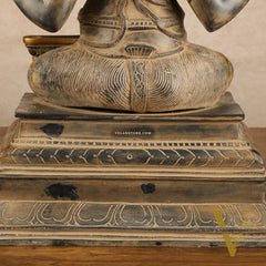 Pure Brass Ganapati with Shiv Ling Statue | Vintage Patina | 14 Inch