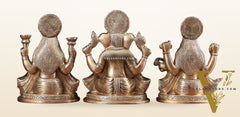Pure Brass Ganesh, lakshmi and Saraswati idols set 6"