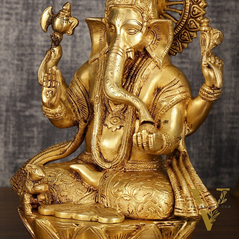 Pure Brass Ganesh Lakshmi Pair | Divine Elegance | 11 Inch Height