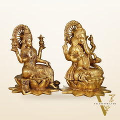 Pure Brass Ganesh Lakshmi Pair | Divine Elegance | 11 Inch Height