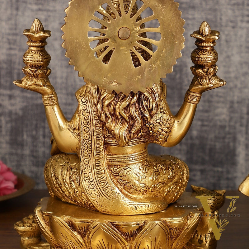 Pure Brass Ganesh Lakshmi Pair | Divine Elegance | 11 Inch Height