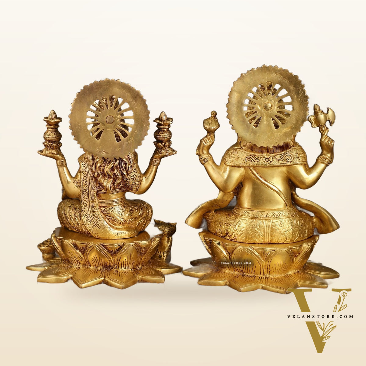 Pure Brass Ganesh Lakshmi Pair | Divine Elegance | 11 Inch Height