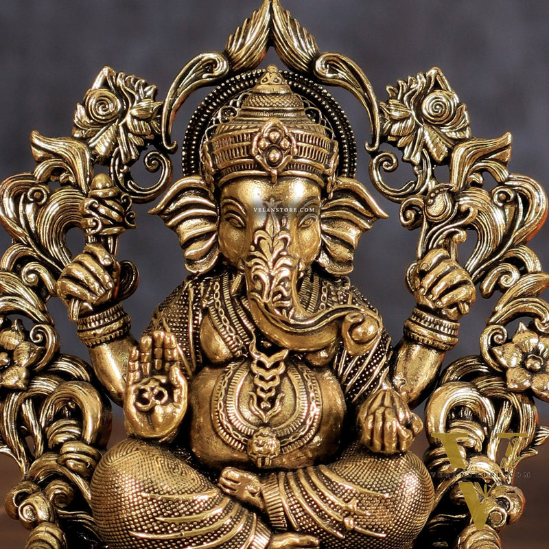 Pure Brass Ganesh Lakshmi Saraswati Idol - 4 Inch