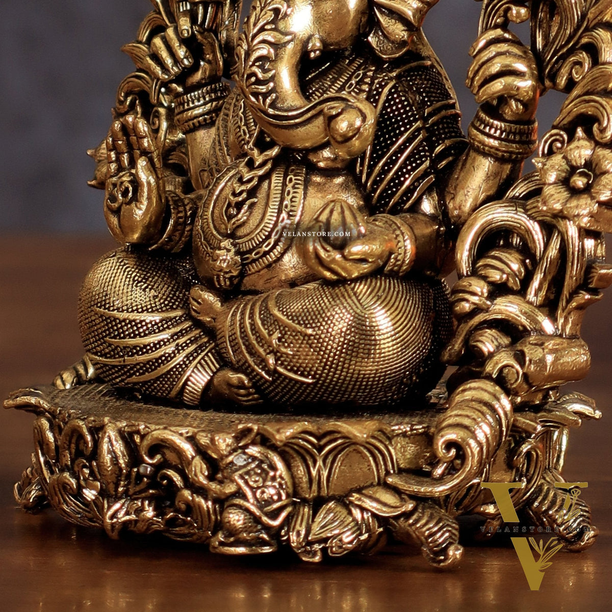 Pure Brass Ganesh Lakshmi Saraswati Idol - 4 Inch