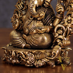 Pure Brass Ganesh Lakshmi Saraswati Idol - 4 Inch