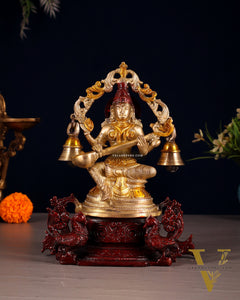 Pure Brass Ganesh Lakshmi Saraswati Idol Set 8.2 inch