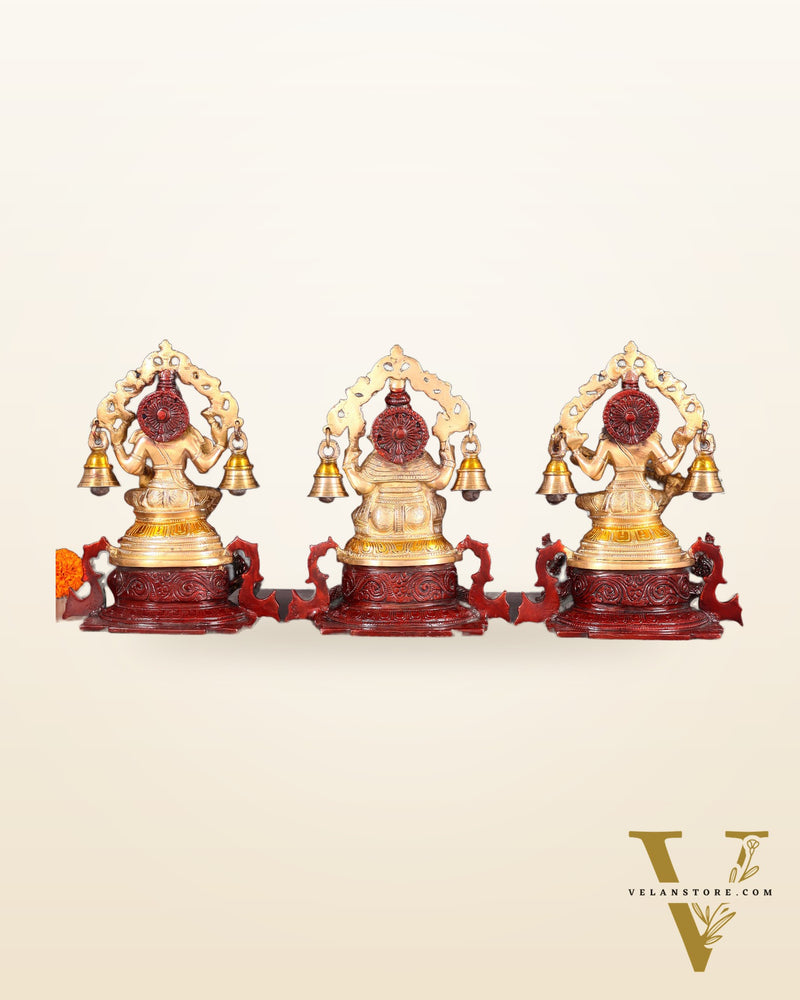 Pure Brass Ganesh Lakshmi Saraswati Idol Set 8.2 inch