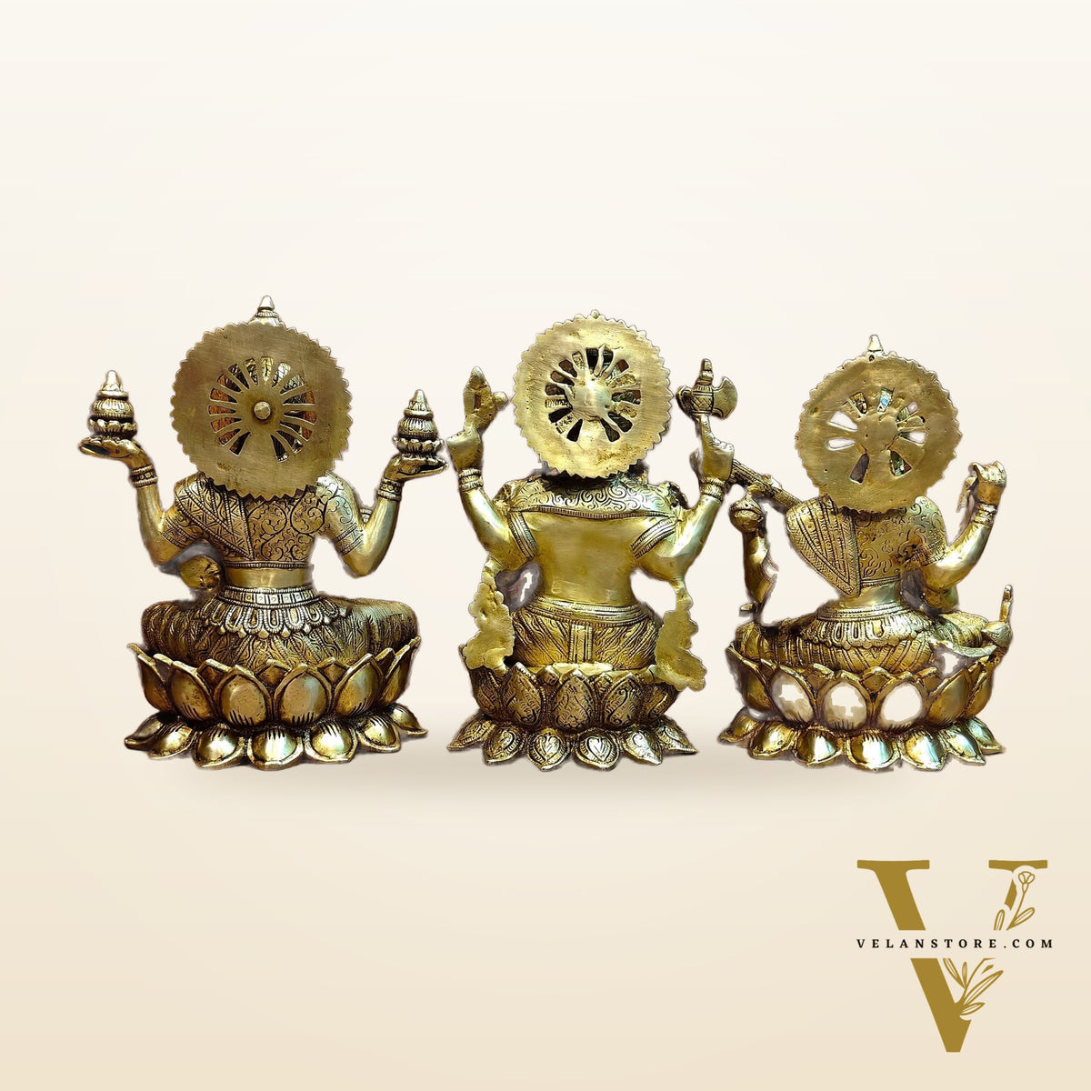 Pure Brass Ganesh Lakshmi Saraswati idols 12 inch