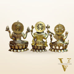 Pure Brass Ganesh Lakshmi Saraswati idols 12 inch