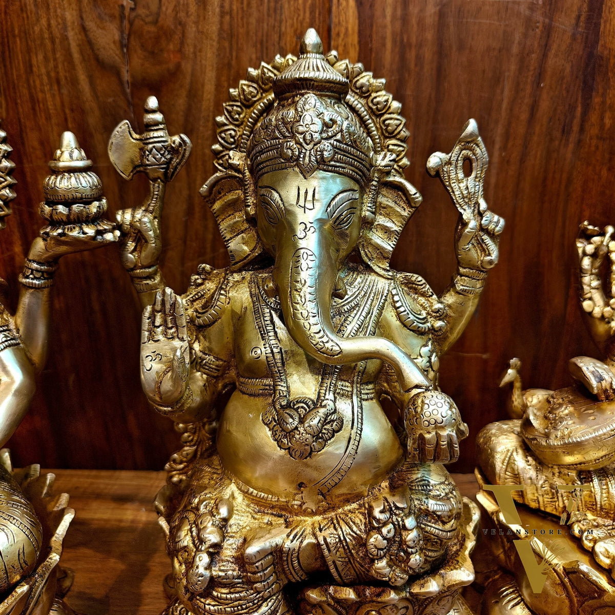 Pure Brass Ganesh Lakshmi Saraswati idols 12 inch
