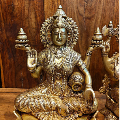 Pure Brass Ganesh Lakshmi Saraswati idols 12 inch