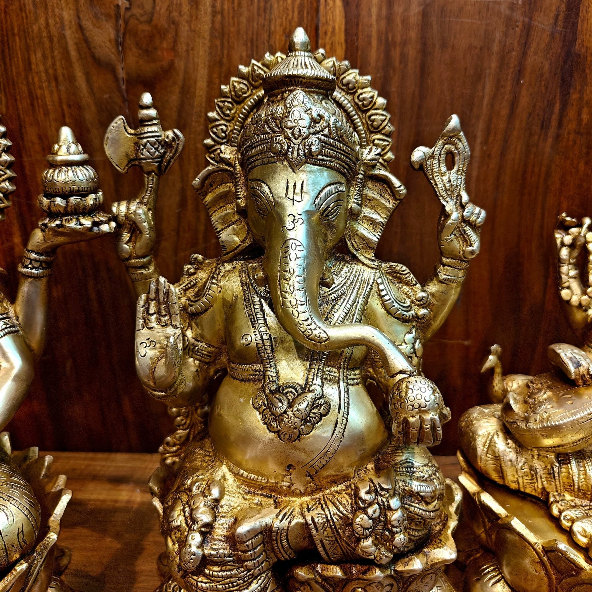 Pure Brass Ganesh Lakshmi Saraswati idols 12 inch