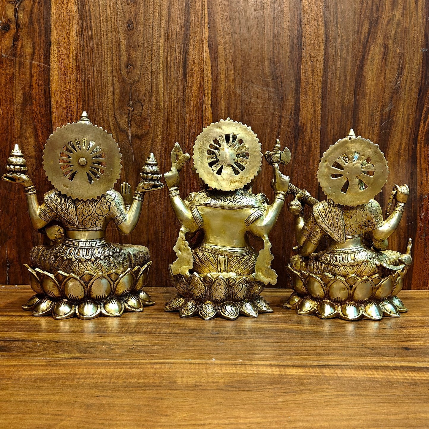 Pure Brass Ganesh Lakshmi Saraswati idols 12 inch