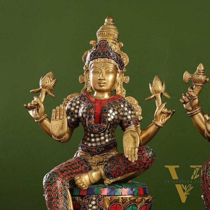 Pure Brass Ganesh lakshmi Saraswati Idols 15 inch
