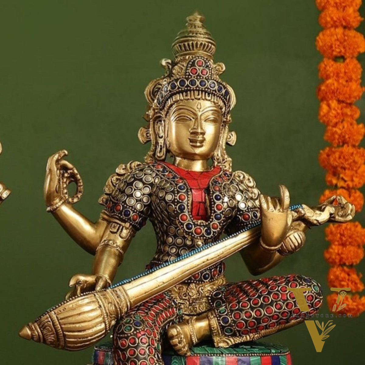 Pure Brass Ganesh lakshmi Saraswati Idols 15 inch
