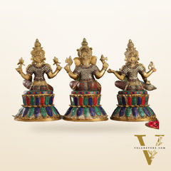 Pure Brass Ganesh lakshmi Saraswati Idols 15 inch