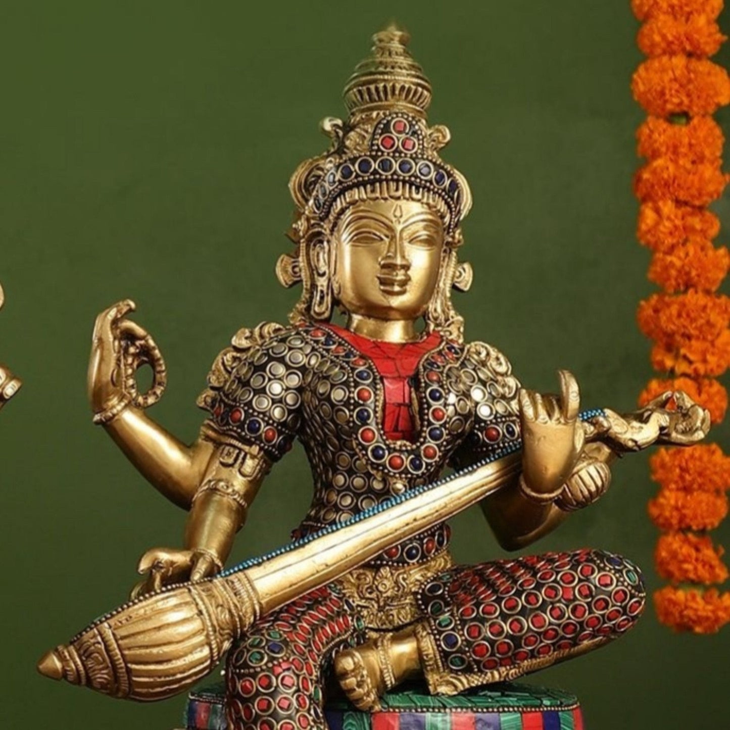 Pure Brass Ganesh lakshmi Saraswati Idols 15 inch