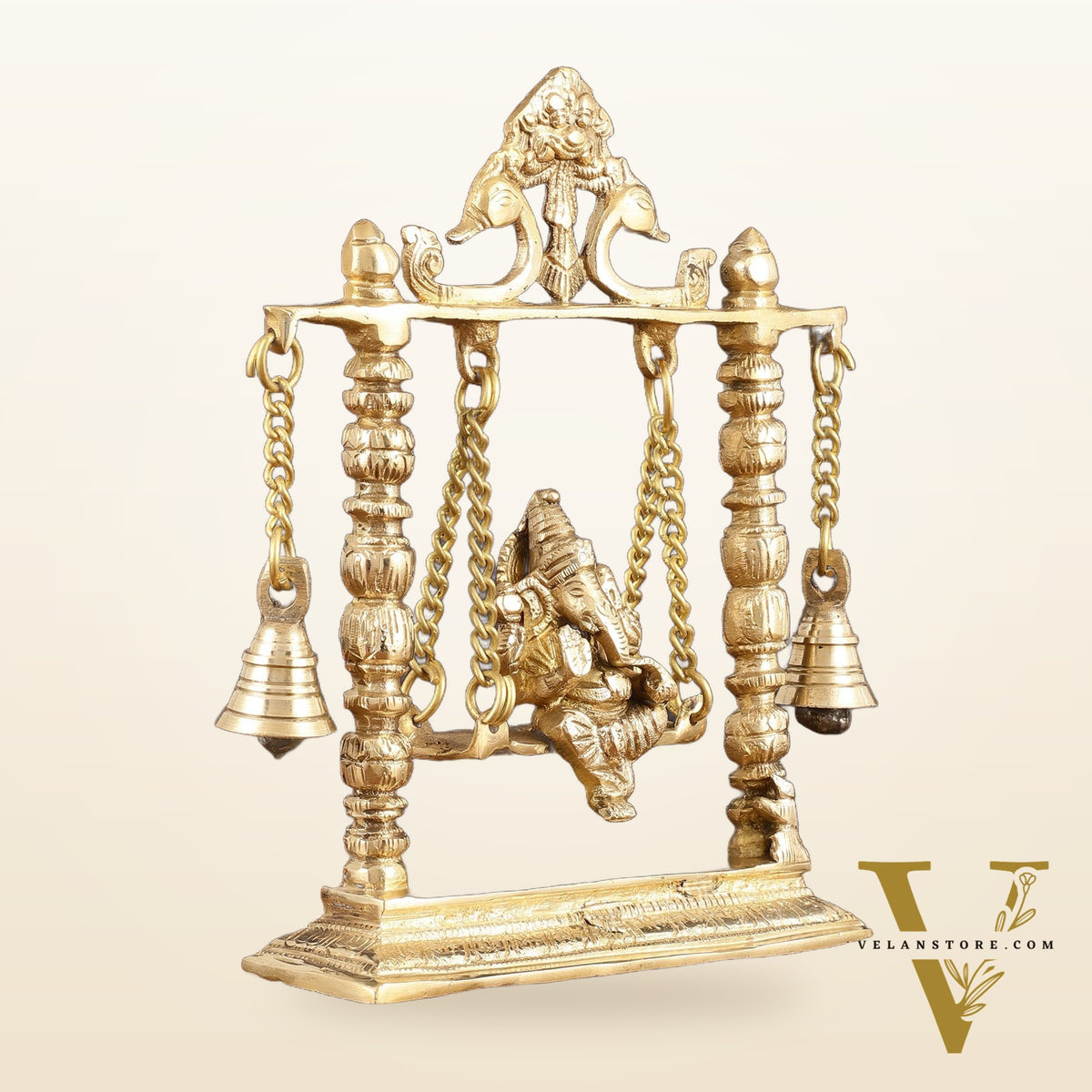 Pure Brass Ganesh Swing Idol - 10" Height