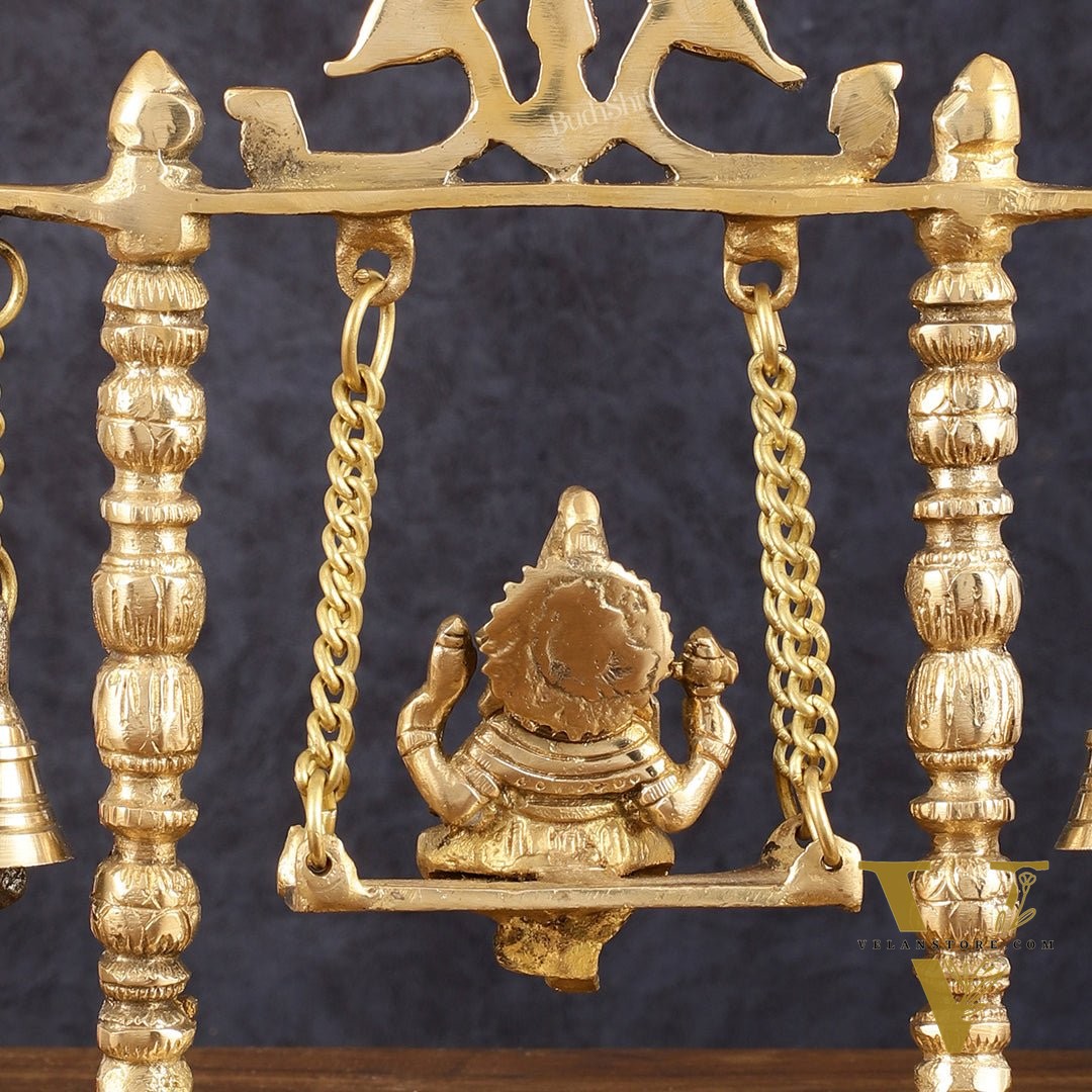 Pure Brass Ganesh Swing Idol - 10" Height