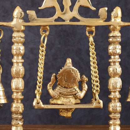 Pure Brass Ganesh Swing Idol - 10" Height