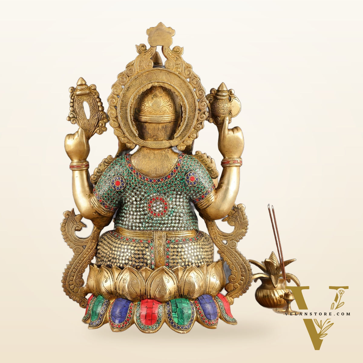 Pure Brass Ganesha Idol on lotus - 21"