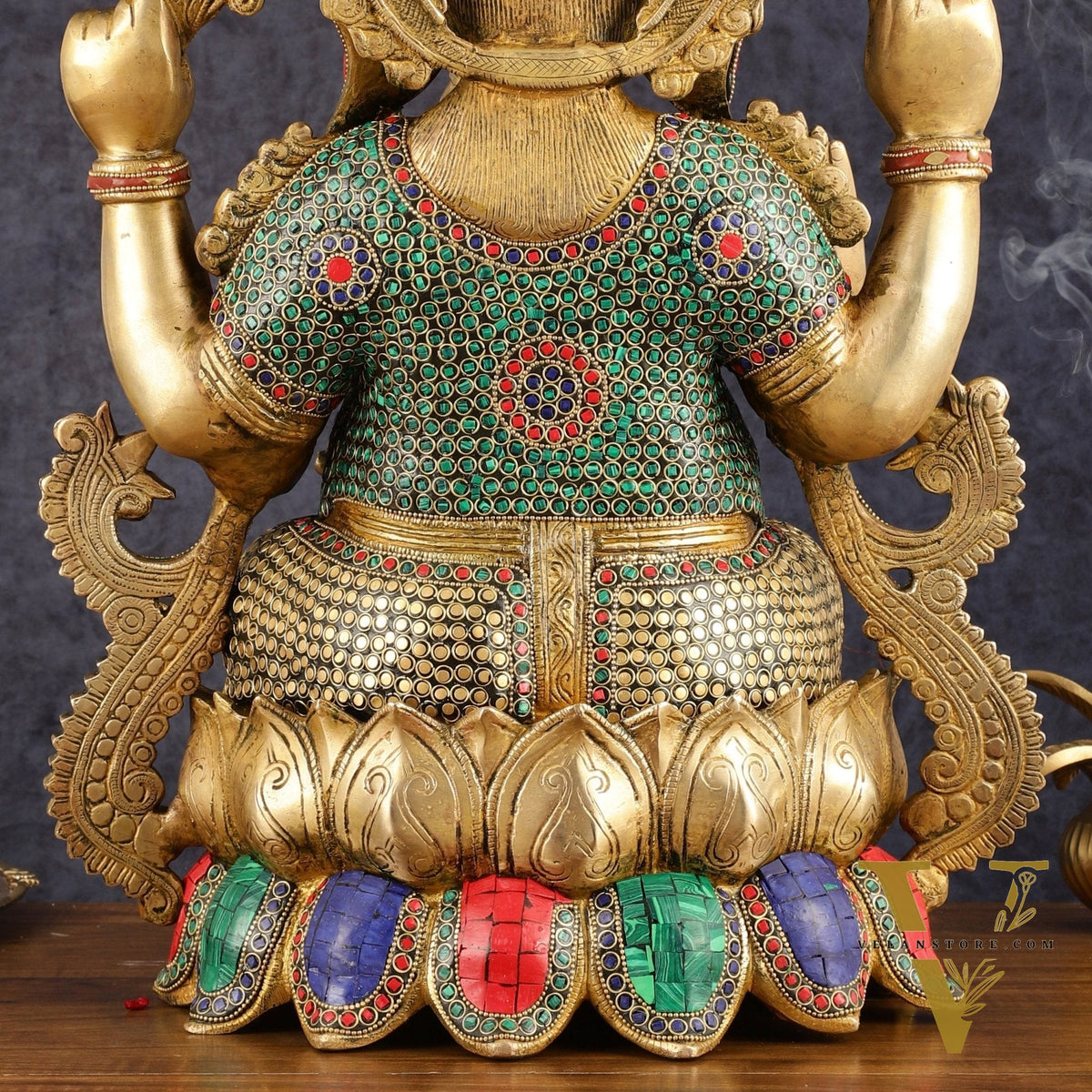 Pure Brass Ganesha Idol on lotus - 21"
