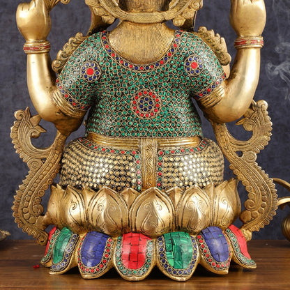 Pure Brass Ganesha Idol on lotus - 21"
