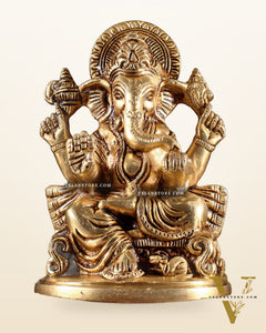 Pure Brass Ganesha Idol – Superfine Carvings 6"