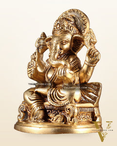 Pure Brass Ganesha Idol – Superfine Carvings 6"