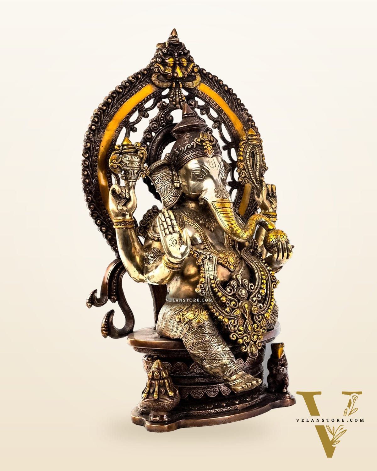 Pure Brass Ganesha Idol | Superfine Three Tone Finish 26"