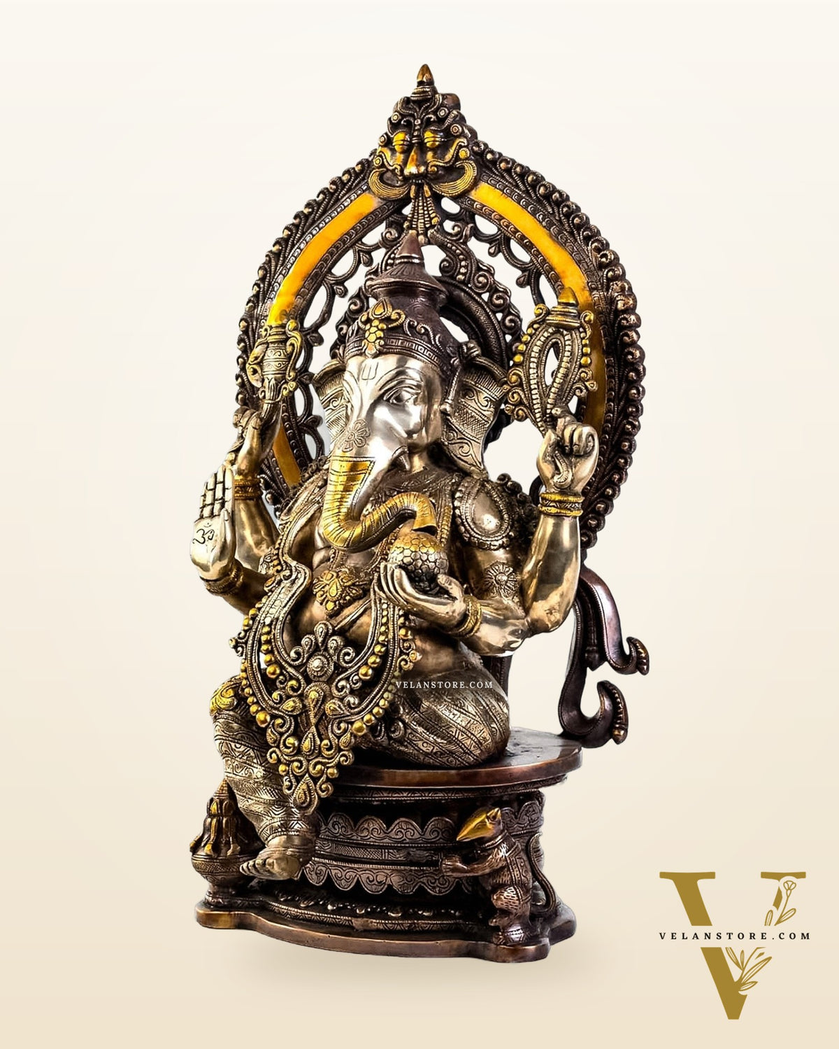 Pure Brass Ganesha Idol | Superfine Three Tone Finish 26"