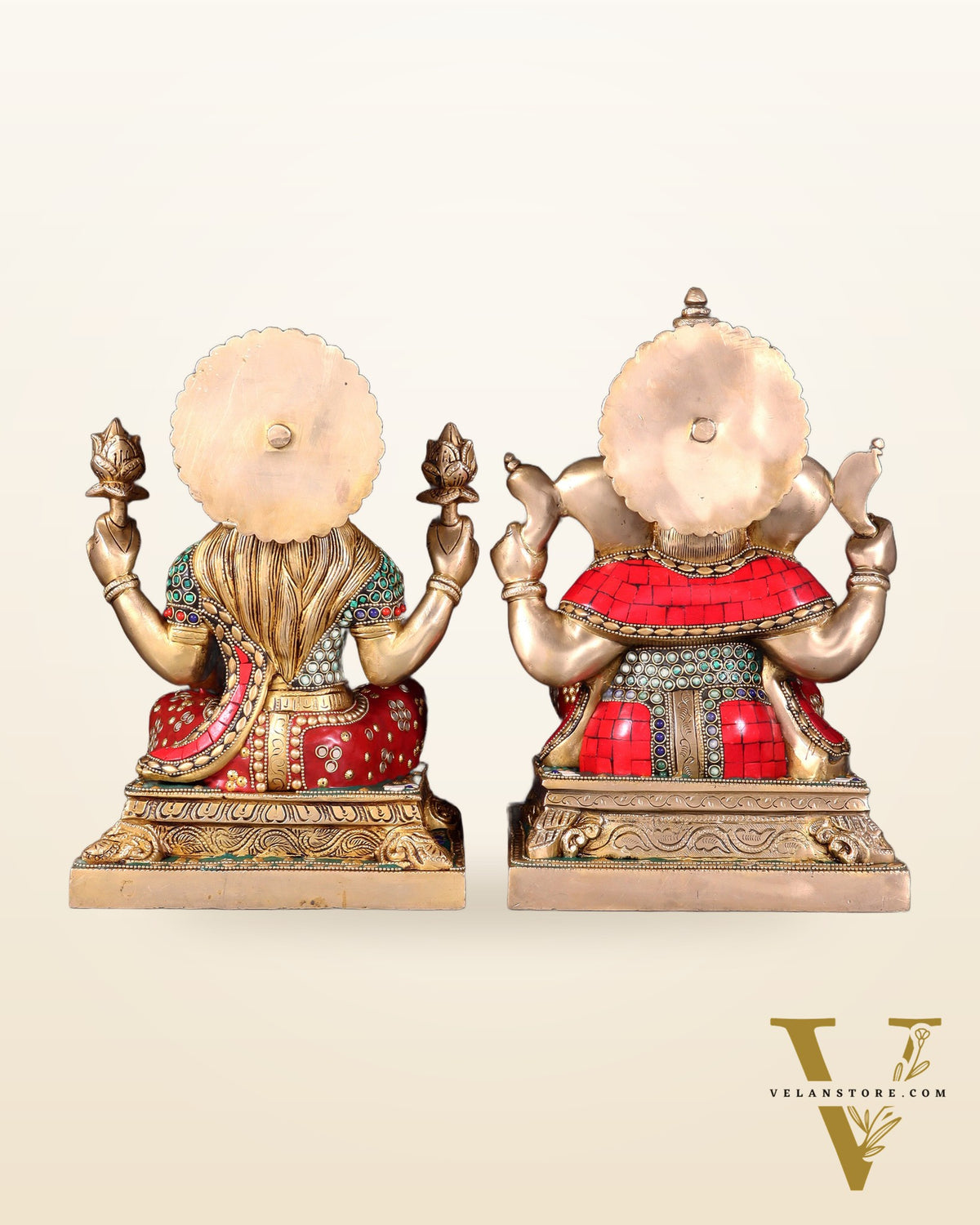 Pure Brass Ganesha Lakshmi idols 12 inch multicolour