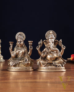 Pure Brass Ganesha Lakshmi idols Set 6"