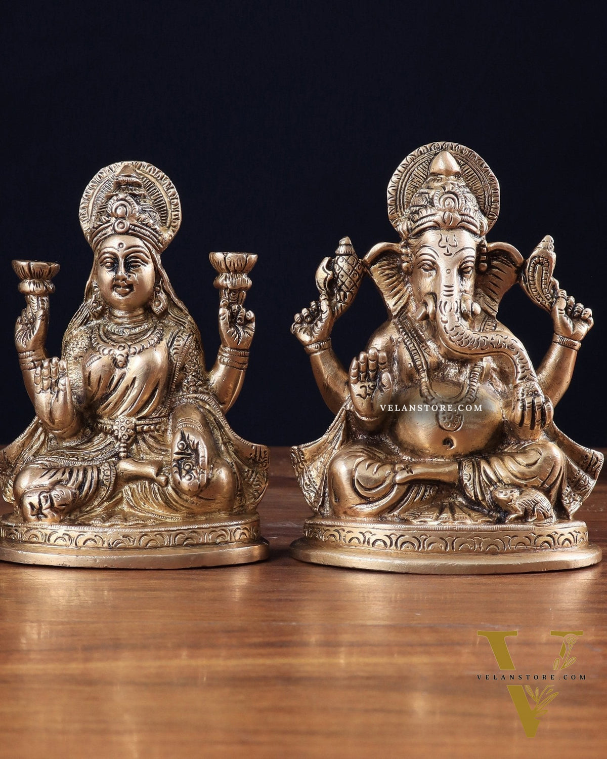 Pure Brass Ganesha Lakshmi idols Set 6"