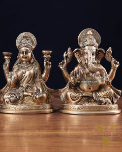Pure Brass Ganesha Lakshmi idols Set 6"
