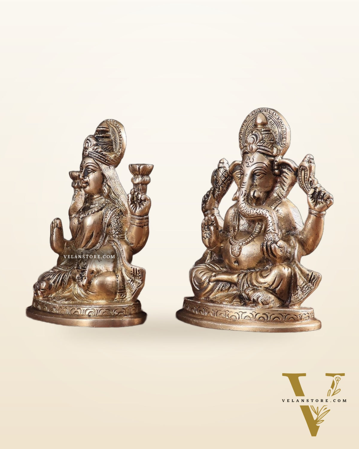 Pure Brass Ganesha Lakshmi idols Set 6"
