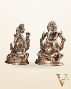 Pure Brass Ganesha Lakshmi idols Set 6"