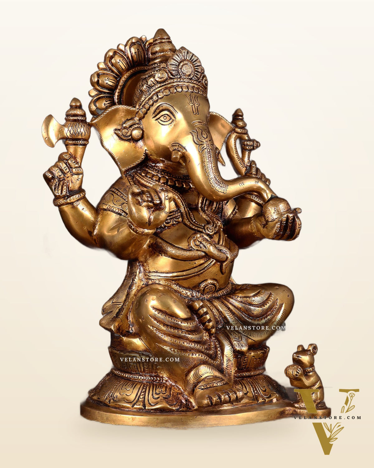 Pure Brass Ganesha Statue - 11 Inch