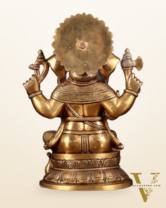 Pure Brass Ganesha Statue - 11 Inch